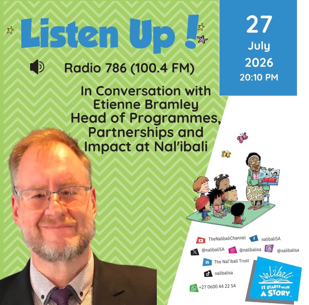 📻 LIVE TONIGHT!

A child’s reading journey doesn’t begin at school, it begins at home.

Join our Head of Programmes, Partnerships and Impact, Etienne Bramley, on @radio_786’s Evening Insight as he joins Hameed Hassen to explore why parents and caregivers are a child’s first and most influential teachers.

Discover how reading aloud, telling stories and making time for books can help children develop language, confidence and a lifelong love of reading.

🗓 Monday, 27 July 2026
🕗 20:10
📻 Radio 786 (100.4 FM)
💻 Listen live: radio786.co.za/786 or radio-south-africa.co.za/radio-786

Whether you’re a parent, caregiver, teacher or literacy champion, this is a conversation you won’t want to miss.

#Nalibali #ReadingBeginsAtHome #ReadingForEnjoyment #ParentsAsTeachers #FamilyLiteracy